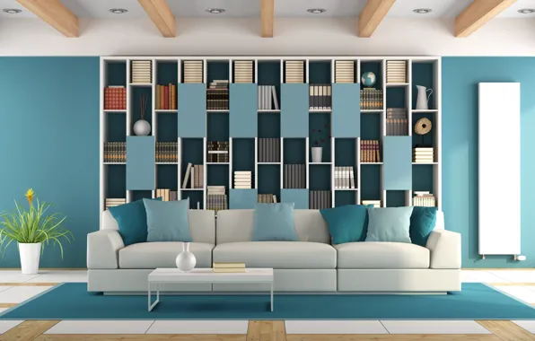 Design, sofa, living room, sofa, modern, Living room, bookshelves