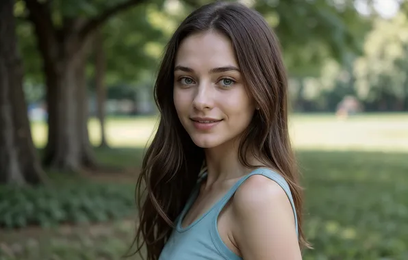 Girl, happiness, smile, Park, art, walk
