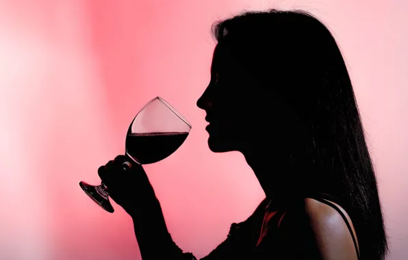 Picture girl, wine, glass