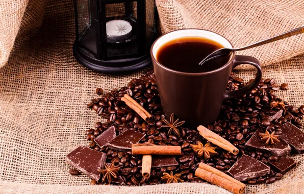 Chocolate, Coffee, Carnation, Coffee beans, Cinnamon