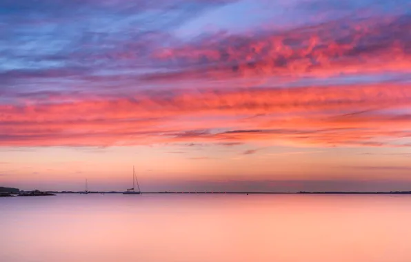 Sea, clouds, boat, yacht, glow, Netherlands, Middelharnis