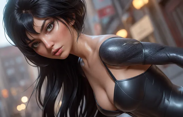 Woman, cyborg, black hair
