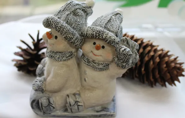 Winter, holiday, toy, toys, Christmas, New year, snowman, a couple