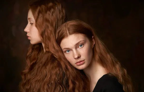 Hair, portrait, sisters, Alexander Vinogradov, redhead