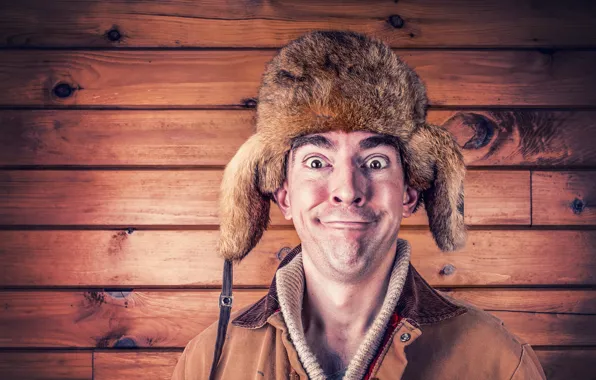 Hat, portrait, man, jacket, hat, happy