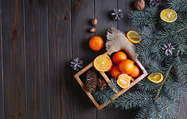 Decoration, oranges, New Year, Christmas, Christmas, wood, fruit, orange