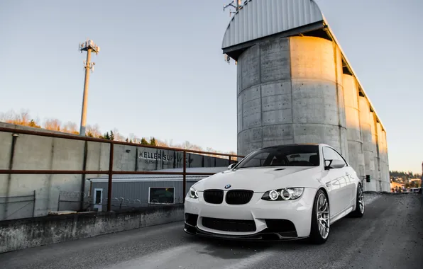 Picture white, the sky, the building, bmw, BMW, shadow, white, e92