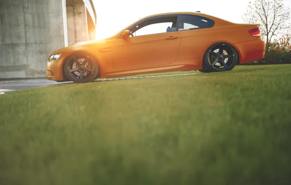 Picture grass, BMW, Orange, Tuning, BMW, Drives, E92, Deep Concave