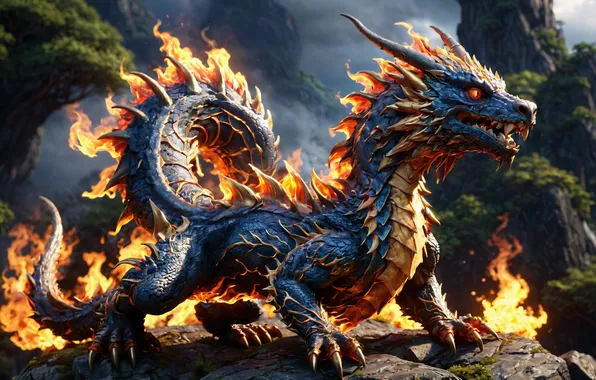 Dragon, fantasy, spikes