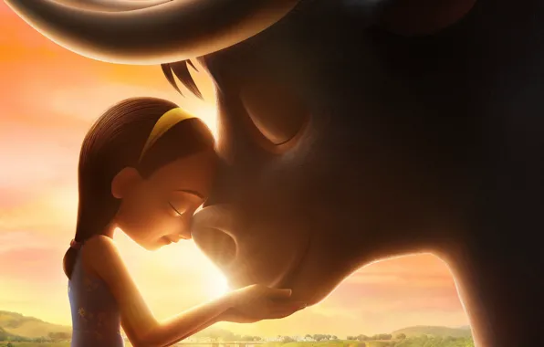 Girl, bull, friends, animated film, kid, Ferdinand, animated movie