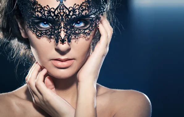Design, blue eyes, look, mask, makeup
