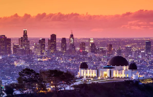 Landscape, home, CA, panorama, Los Angeles, USA, Griffith Observatory