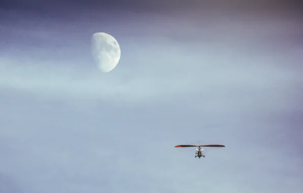 The sky, flight, the moon, tricycle, hang gliding, to the moon