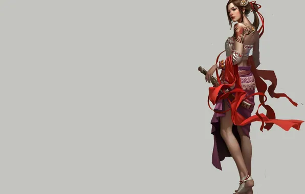 Picture girl, weapons, art