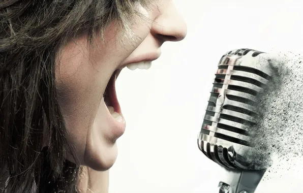 Picture girl, music, microphone