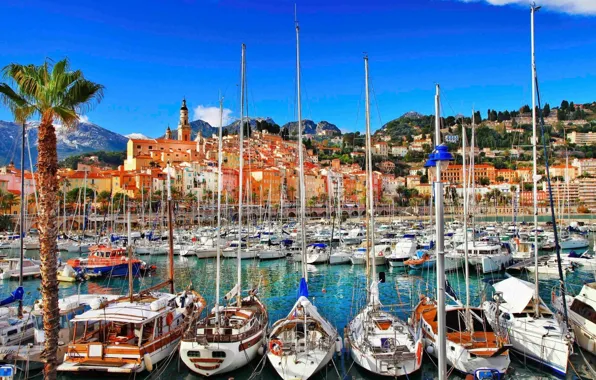 Picture sea, the city, France, yachts, boats, port, piers