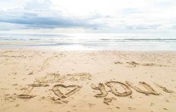 Picture sand, sea, beach, love, heart, love, beach, I love you