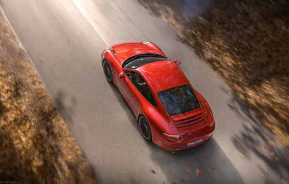 Picture road, machine, auto, red, Porsche, red, sports car, Carrera