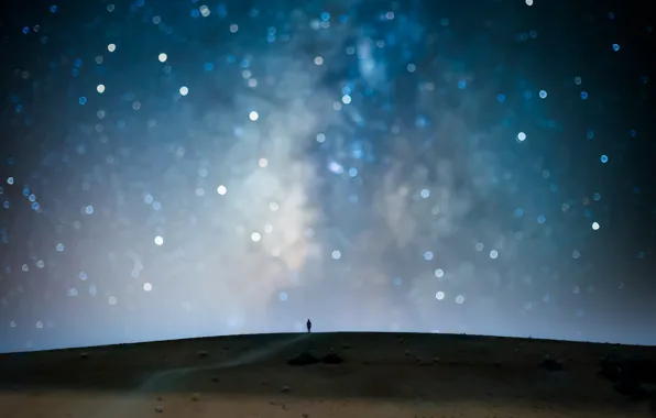 The sky, stars, night, people, bokeh