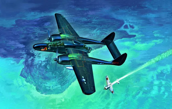 Heavy, night fighter, Pacific theater of operations, ''Double Wasp'', Pratt & Whitney R-2800-65W, P-61B-20-NO, 548th …