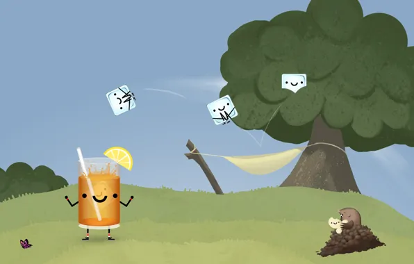 The sky, butterfly, tree, meadow, juice, hammock, Splash, juice