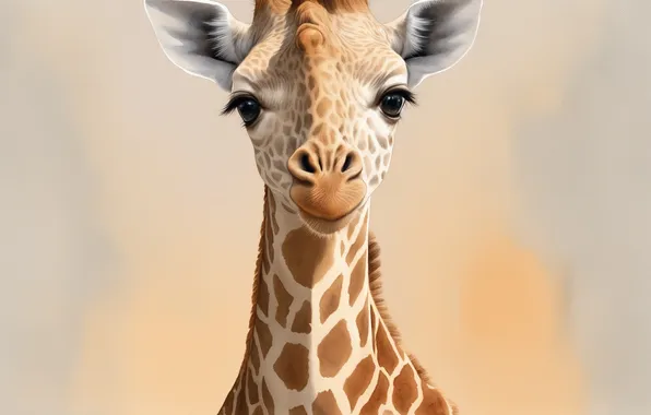Animal, figure, giraffe, watercolor, cute, spotted, animal, giraffe
