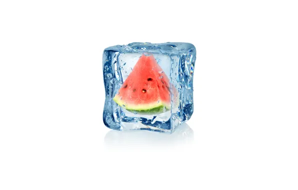 Picture drops, abstraction, watermelon, water, art, ice, cube, water