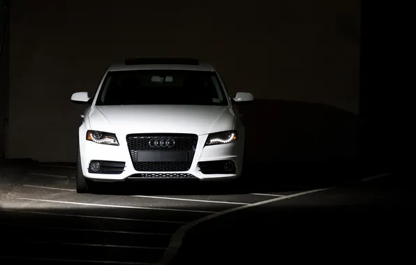 Picture the dark background, cars, auto, wallpapers, Wallpaper HD, Parking, City, Audi a4