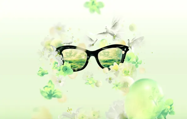 Picture glasses, green, Spring Fever