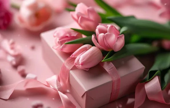 Flowers, holiday, bouquet, spring, tulips, March 8, AI art, universal holiday background