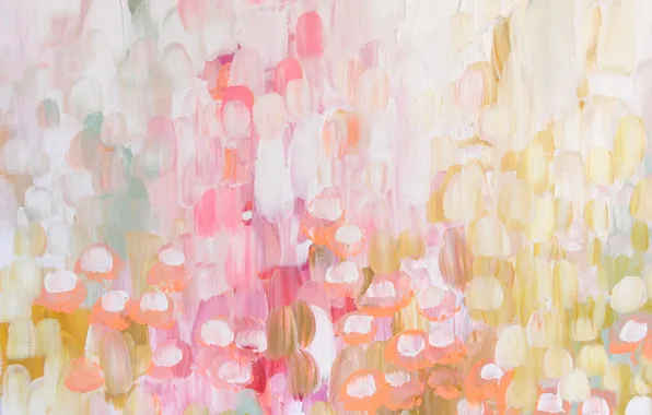 Flowers, abstraction, paint, texture, spring, strokes