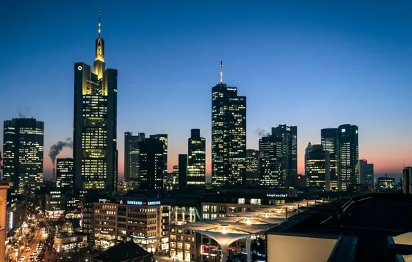 The evening, Germany, Frankfurt, Germany, Skyline, Evening, Frankfurt