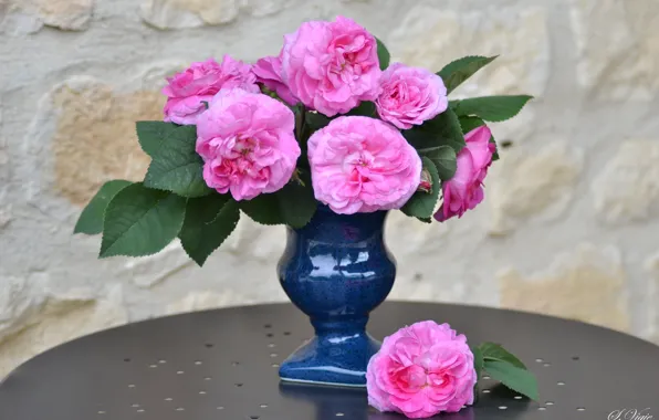 Roses, bouquet, vase