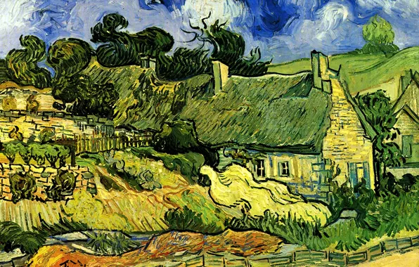 House, Vincent van Gogh, Thatched Cottages, at Cordeville