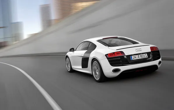 Picture Audi, Road, White, Machine, V10, In motion