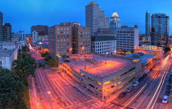 Austin, Austin, usa, Texas, Twilight, Texas, Panorama