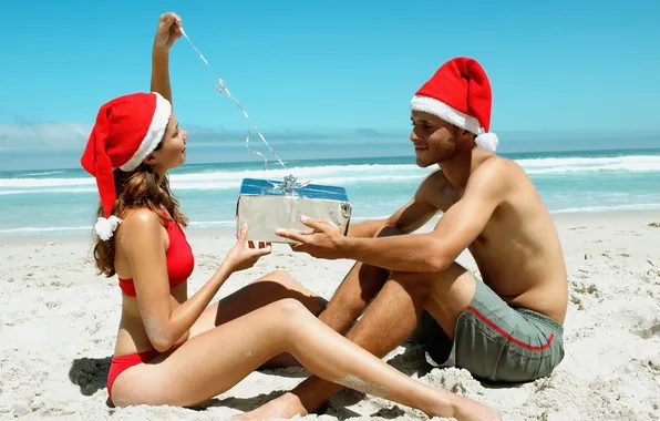 Beach, gift, new year, pair, a couple, relationship
