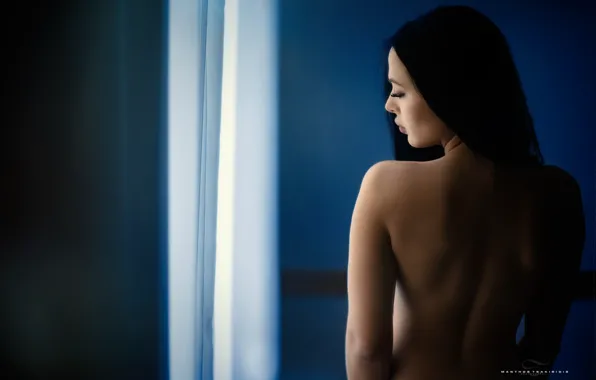 Sexy, pose, model, naked, body, back, makeup, brunette