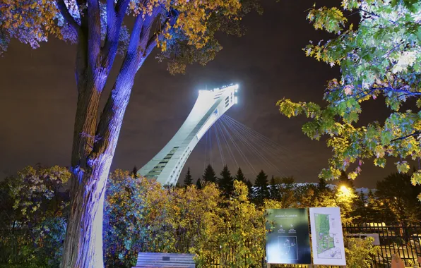 Night, lights, Canada, Montreal, Olympic stadium