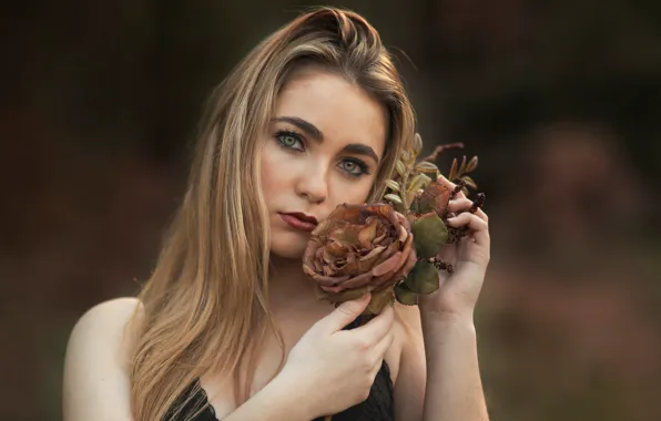 Flower, look, girl, face, background, mood, portrait, makeup