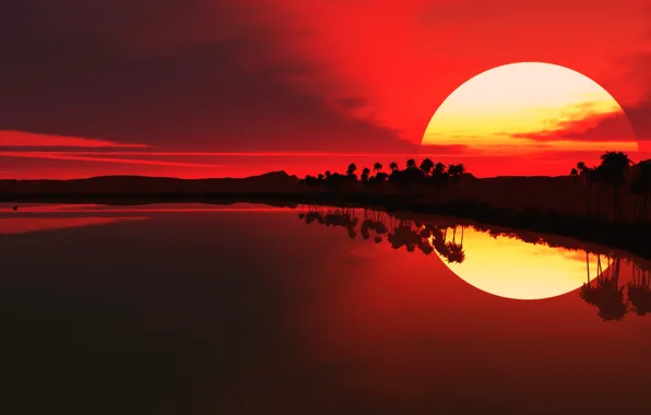 Picture the sun, reflection, Sunset