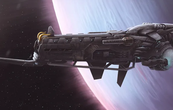 Stars, Planet, Space, Ship, Fantasy, Stars, Space, Art