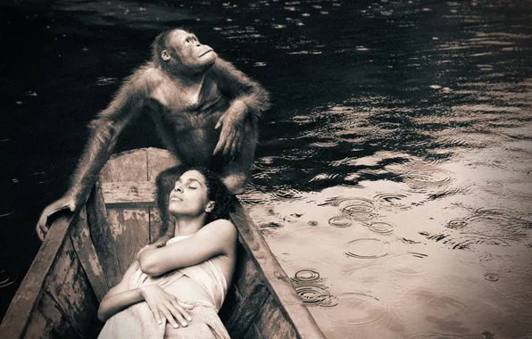 Picture girl, boat, orangutan, Gregory Colbert, Gregory Colbert, Ashes and Snow