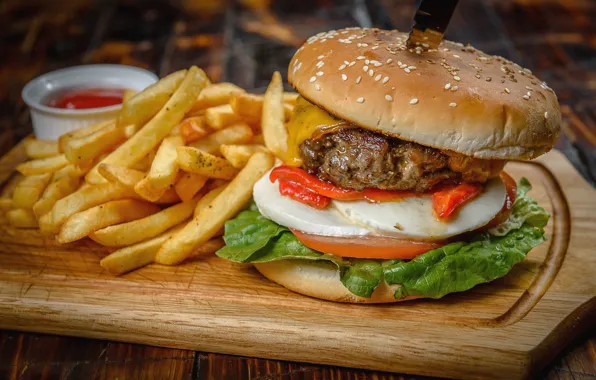 Picture hamburger, Patty, buns, potatoes, Burger
