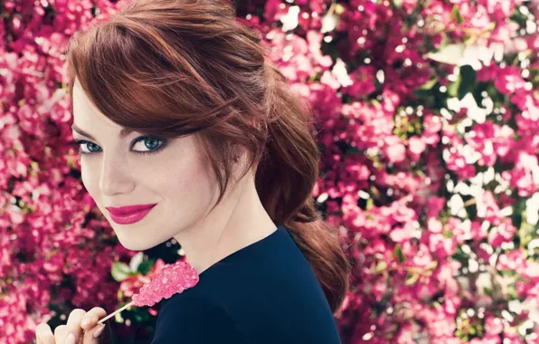 Look, girl, background, makeup, lips, Emma Stone, Emma Stone