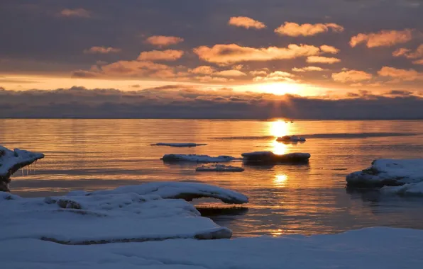 Sea, horizon, ice, scat