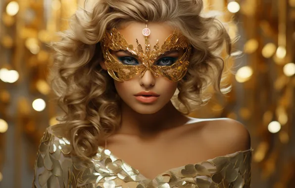 Look, girl, lights, holiday, Shine, portrait, makeup, mask