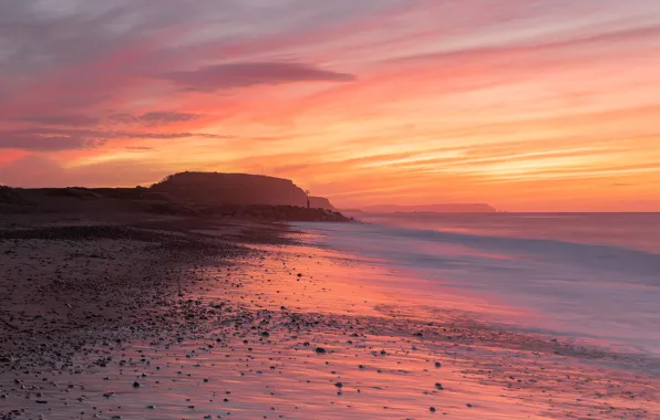 Sand, sea, beach, clouds, fog, dawn, shore, dal