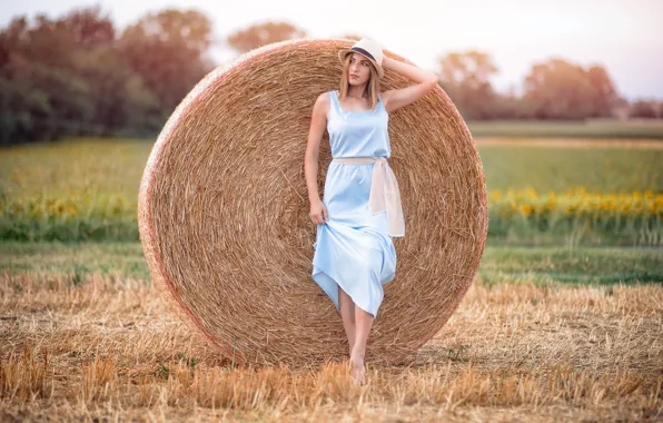 Summer, girl, hay, Natasha