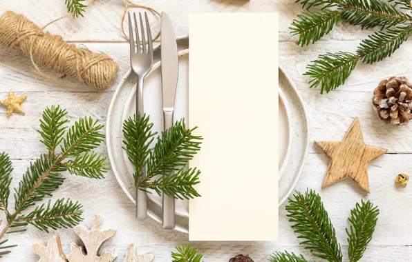 Decoration, table, holiday, Board, star, rope, Christmas, knife